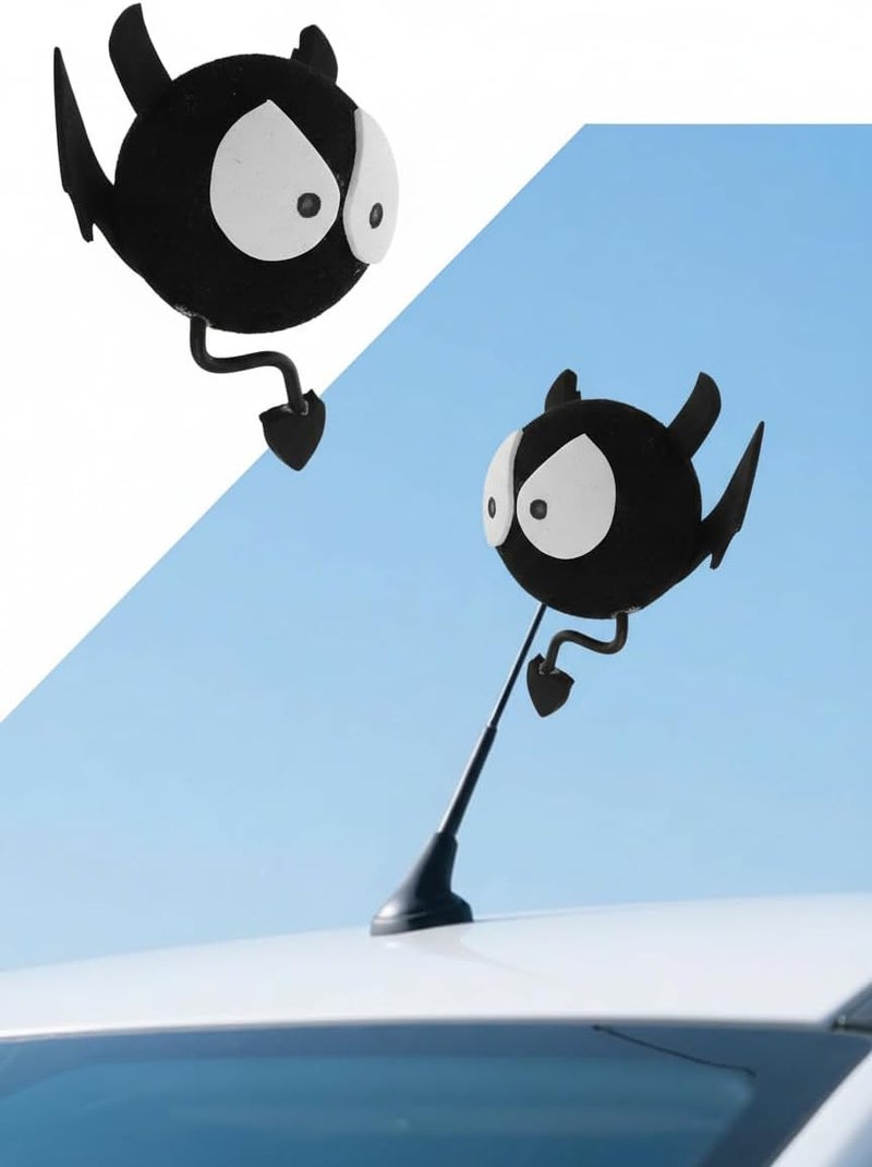 TOPPERFUN 1Pc Little Devil Car Antenna Top Decoration, Big Eyed Bat Antenna Ball Toppers, Cute Halloween Roof Truck Hood Decoration, Cartoon Doll Exterior Car Accessories - Image 1
